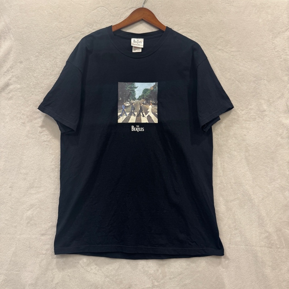 Vintage The Beatles Shirt Mens XL Black Abbey Road Y2K
